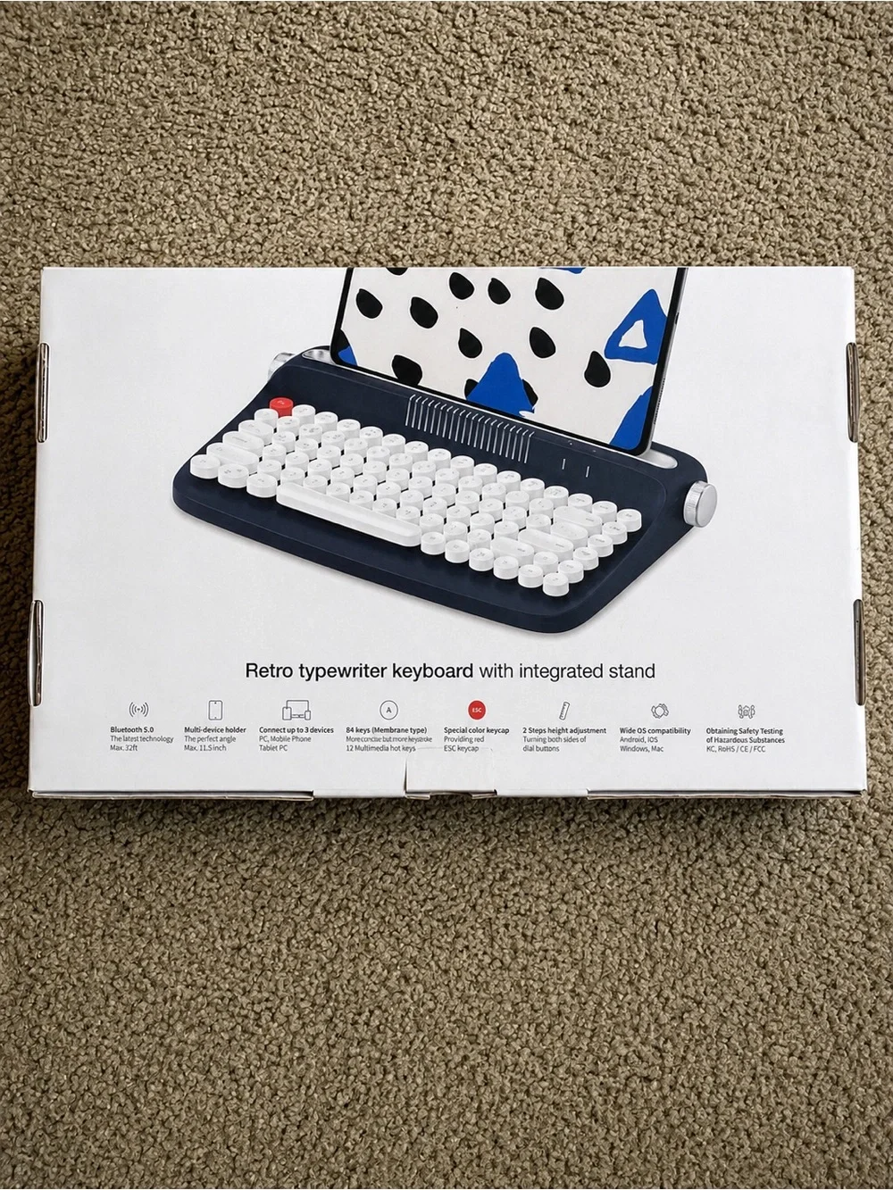 Retro Mini Bluetooth Keyboard B303 - Navy blue